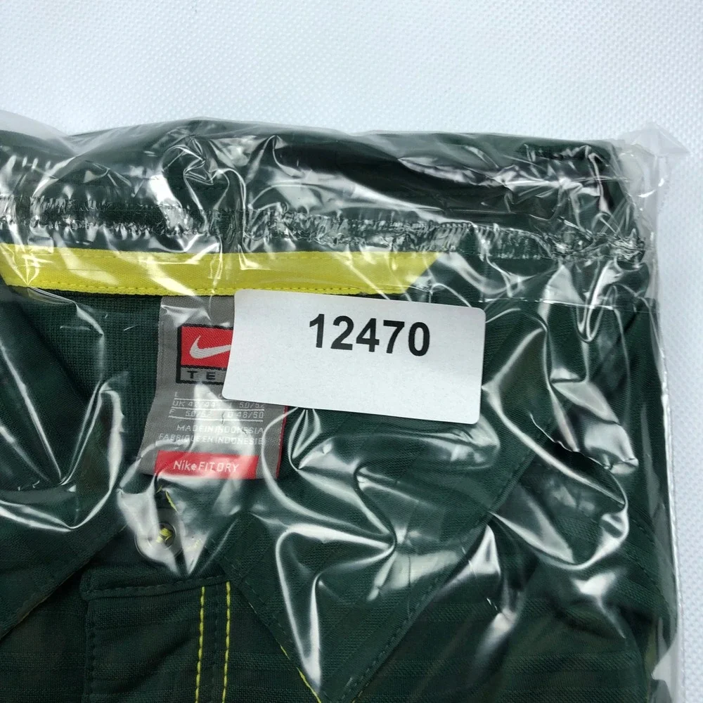 Nike Team Oregon Ducks Polo Shirt Mens Large Green Yellow Striped Nike FIT DRY